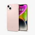 ACS04776 - iPhone 14 Plus Case Thin Fit in pink sand showing the back and front