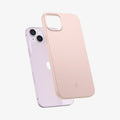 ACS04776 - iPhone 14 Plus Case Thin Fit in pink sand showing the back slightly hovering away from device