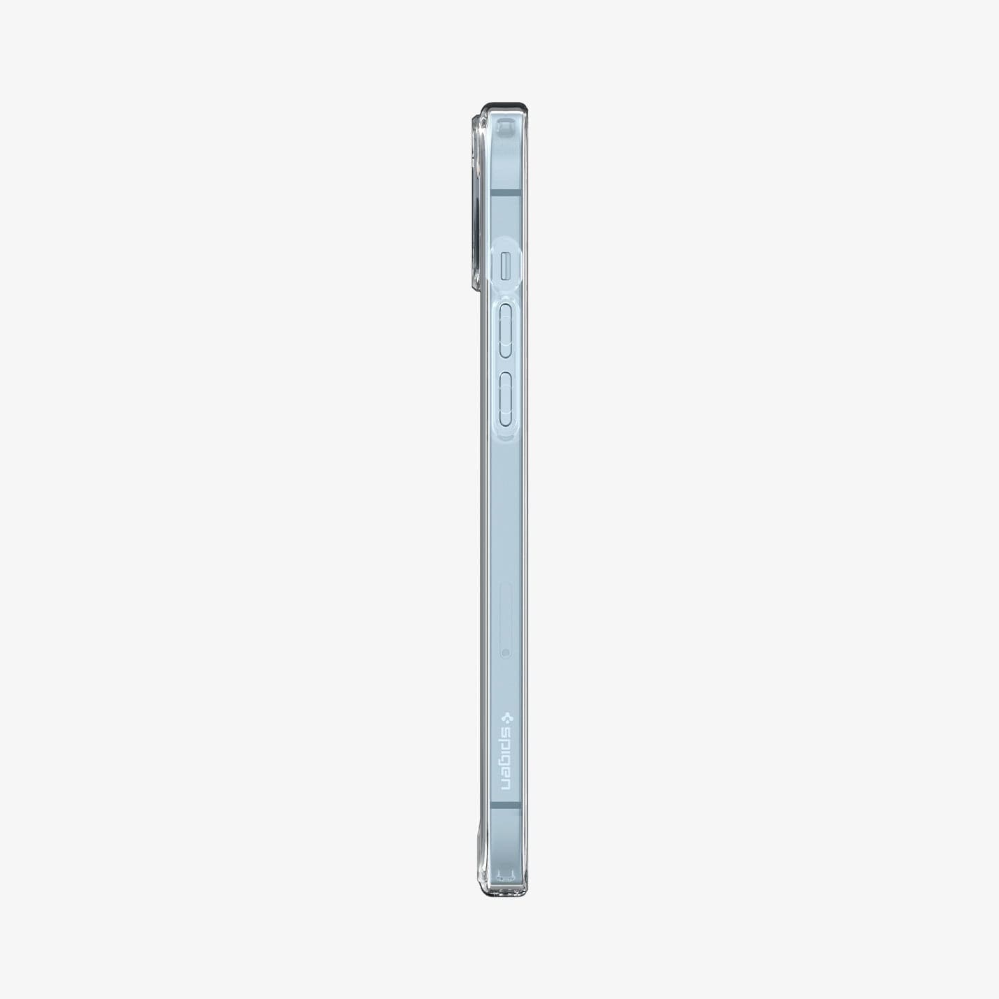 ACS05048 - iPhone 14 Case Ultra Hybrid (MagFit) in white showing the side with volume controls