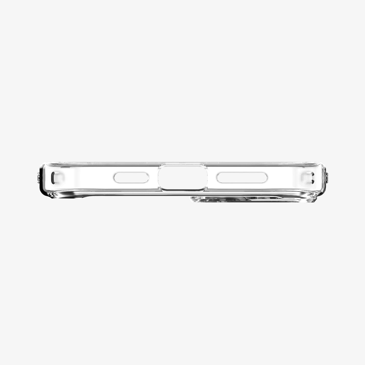 ACS05048 - iPhone 14 Case Ultra Hybrid (MagFit) in white showing the bottom with precise cutouts