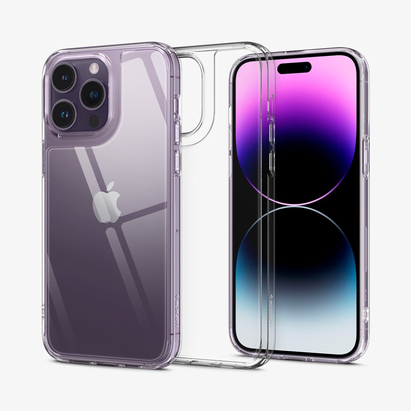 ACS04974 - iPhone 14 Pro Case Quartz Hybrid in crystal clear showing the back, inside and front