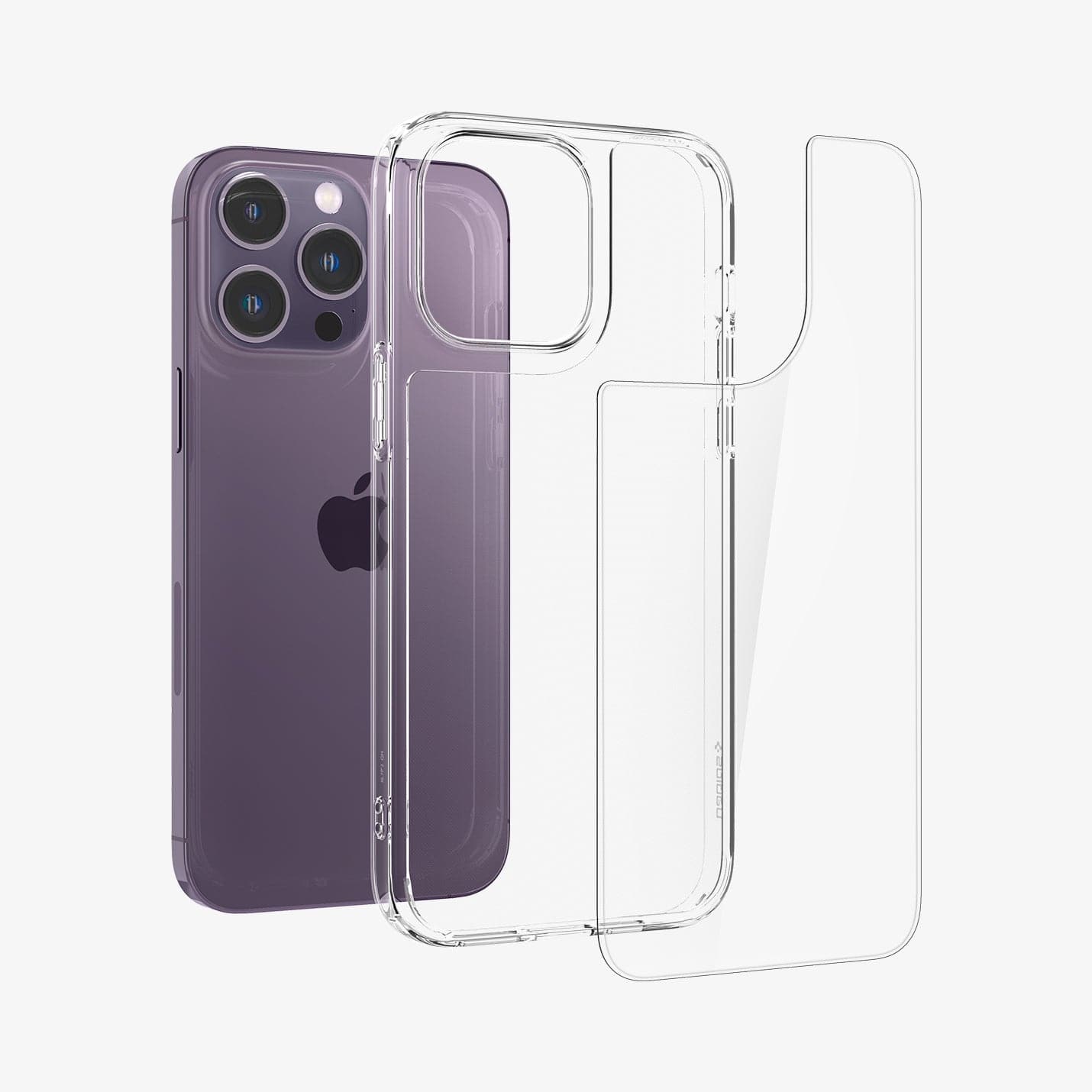 ACS04974 - iPhone 14 Pro Case Quartz Hybrid in crystal clear showing the back and the multiple layers