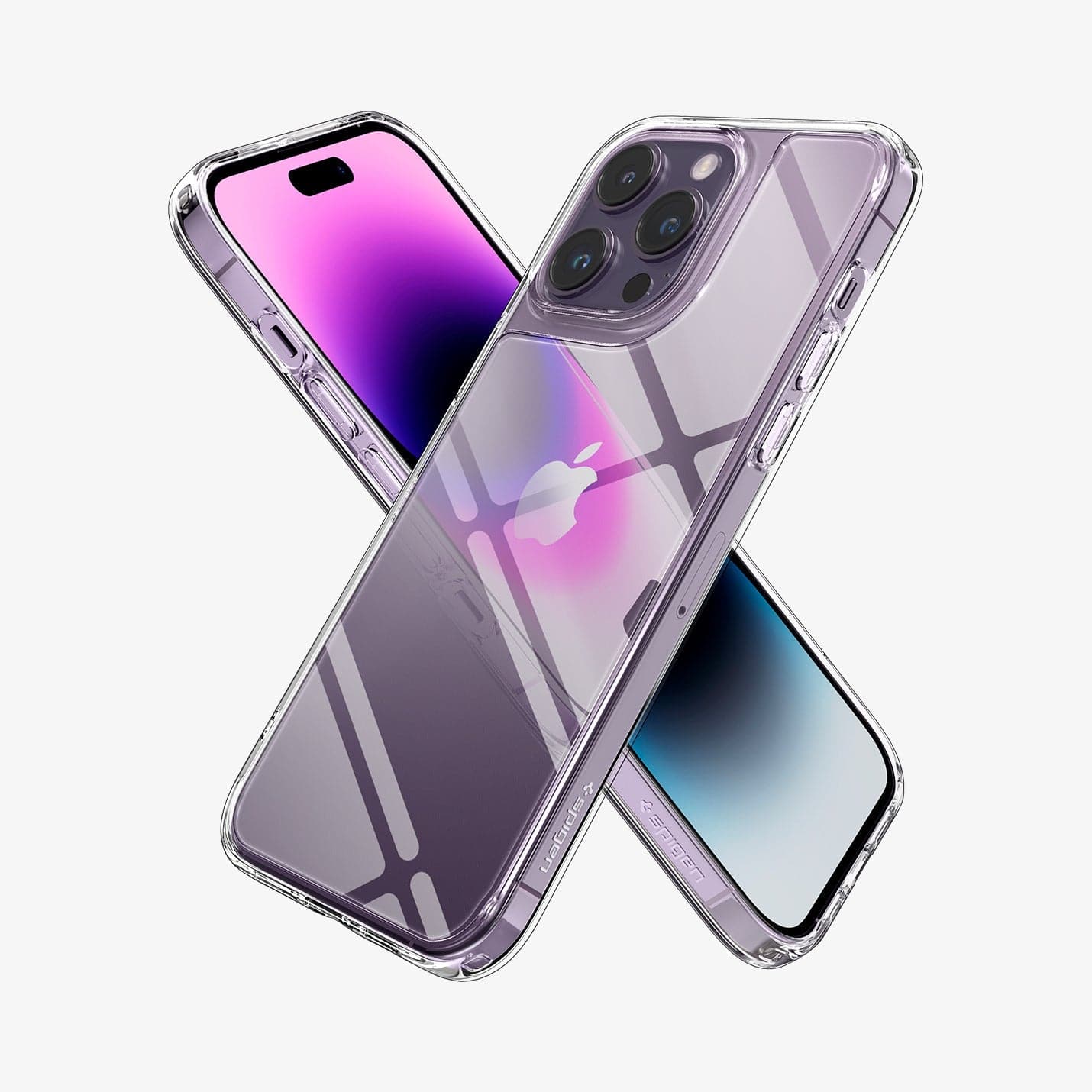 ACS04974 - iPhone 14 Pro Case Quartz Hybrid in crystal clear showing the sides, back and partial front
