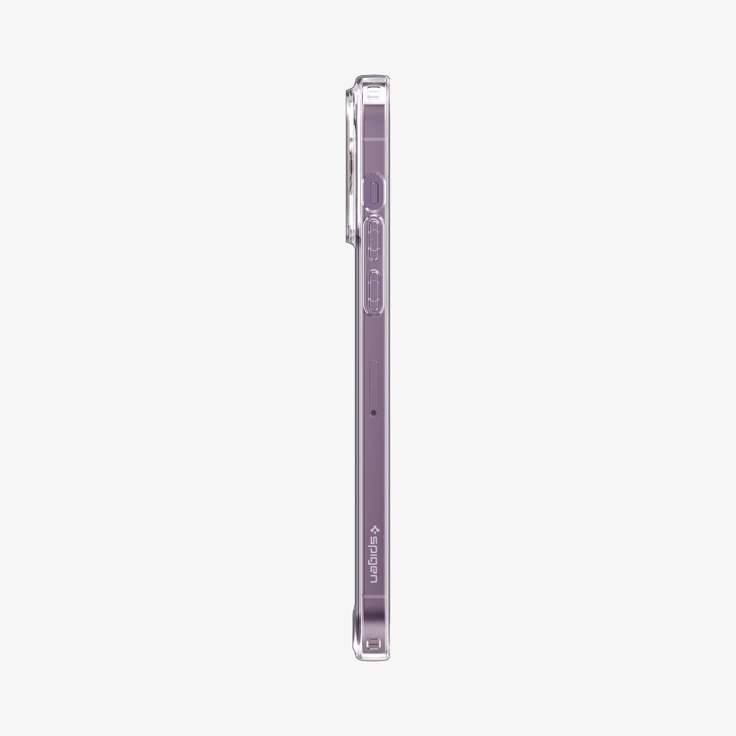 ACS04975 - iPhone 14 Pro Case Quartz Hybrid in matte clear showing the side with volume controls