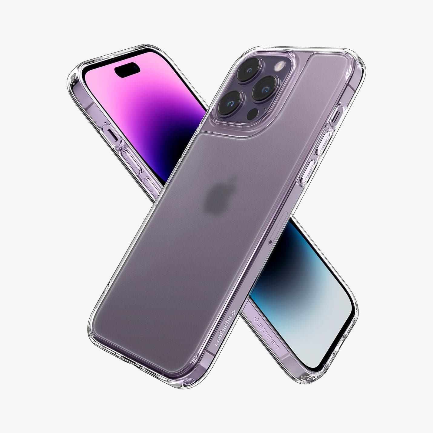 ACS04975 - iPhone 14 Pro Case Quartz Hybrid in matte clear showing the sides, back and partial front