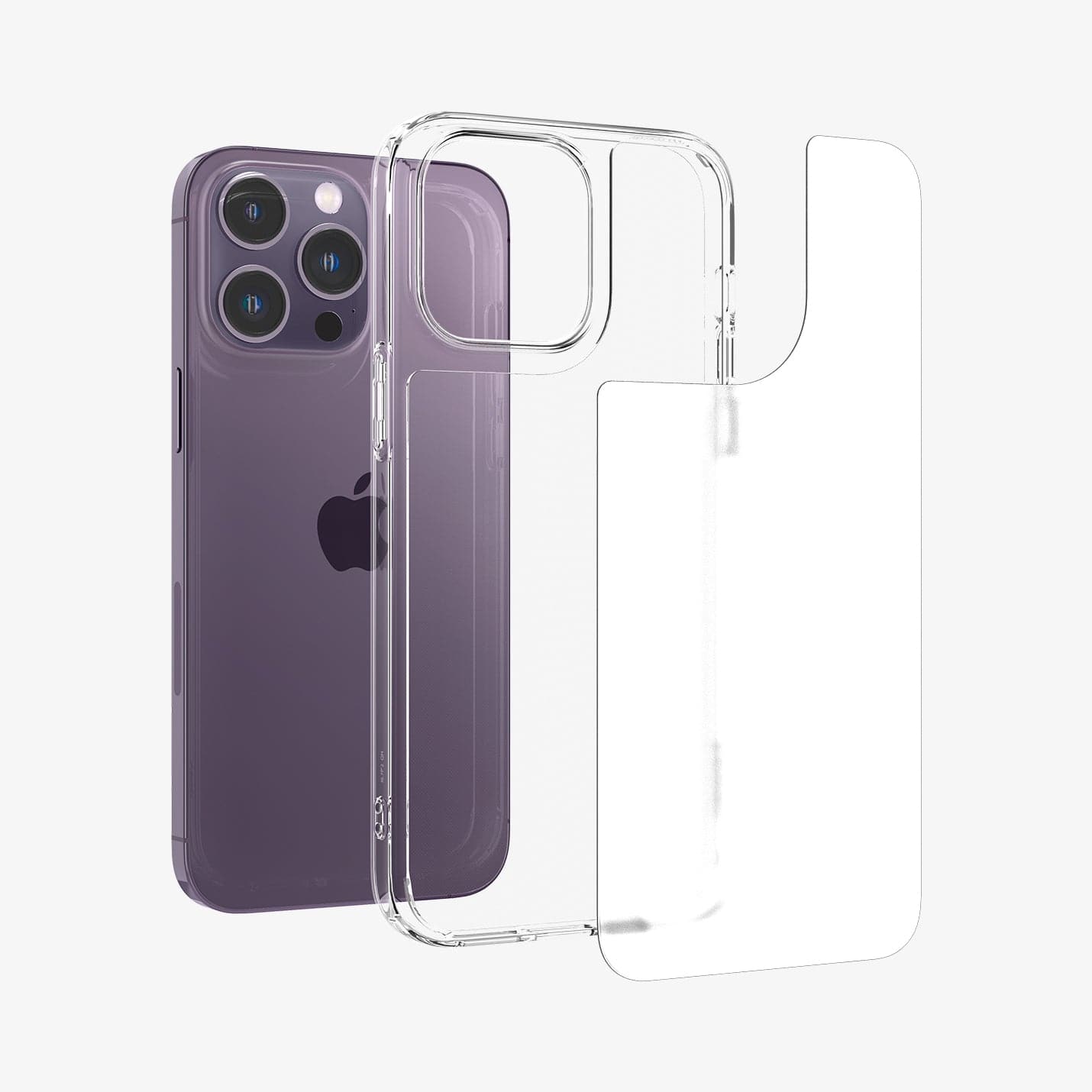 ACS04975 - iPhone 14 Pro Case Quartz Hybrid in matte clear showing the back and its multiple layers