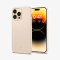 ACS04785 - iPhone 14 Pro Case Thin Fit in sand beige showing the back and front