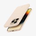 ACS04785 - iPhone 14 Pro Case Thin Fit in sand beige showing the sides, bottom, top, back and partial front