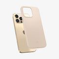 ACS04785 - iPhone 14 Pro Case Thin Fit in sand beige showing the back slightly hovering away from device