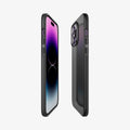 ACS04780 - iPhone 14 Pro Case Thin Fit in black showing the sides, partial back and front