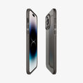 ACS04782 - iPhone 14 Pro Case Thin Fit in gunmetal showing the sides, partial back and front