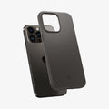 ACS04782 - iPhone 14 Pro Case Thin Fit in gunmetal showing the back slightly hovering away from device