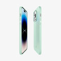 ACS04784 - iPhone 14 Pro Case Thin Fit in apple mint showing the sides, partial back and front