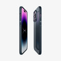 ACS04781 - iPhone 14 Pro Case Thin Fit in metal slate showing the sides, partial back and front
