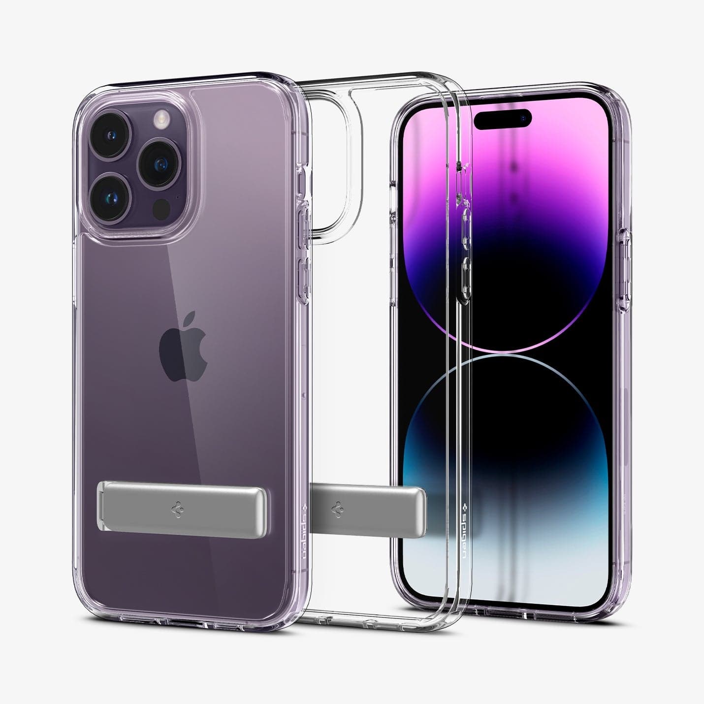 ACS04973 - iPhone 14 Pro Case Ultra Hybrid S in crystal clear showing the back, inside and front