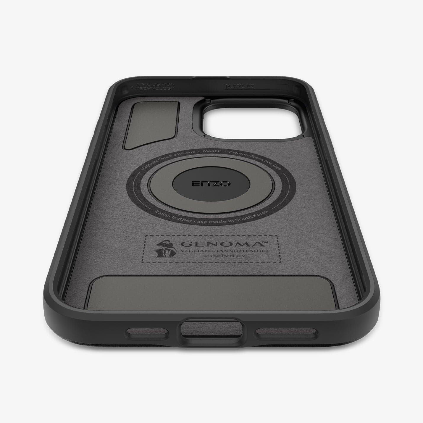 ACS04850 - iPhone 14 Pro Max Case Enzo in black showing the inside with case laying flat