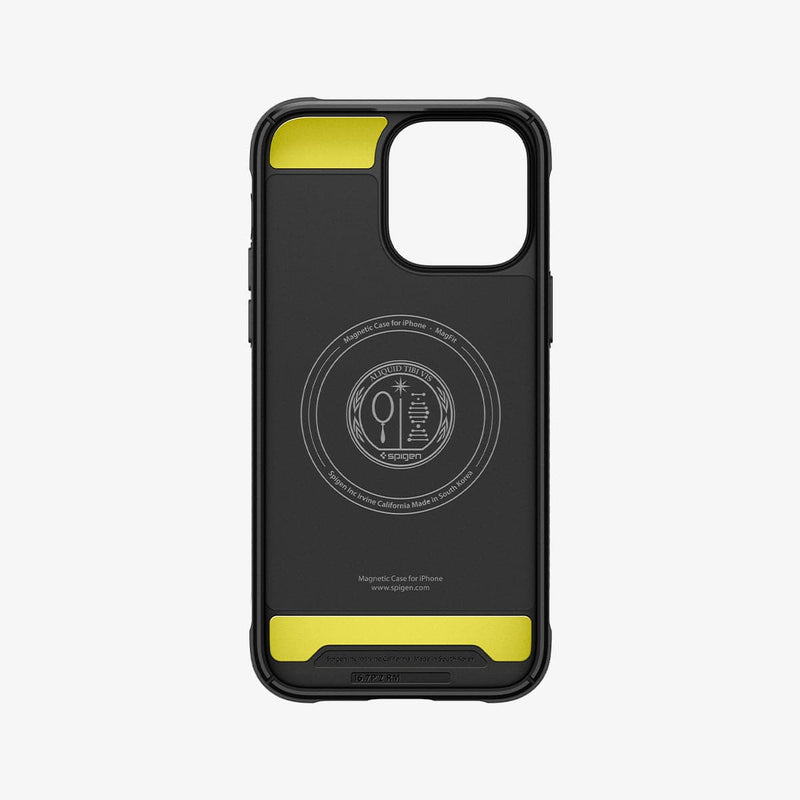 ACS04812 - iPhone 14 Pro Max Case Rugged Armor (MagFit) in matte black showing the inside of case