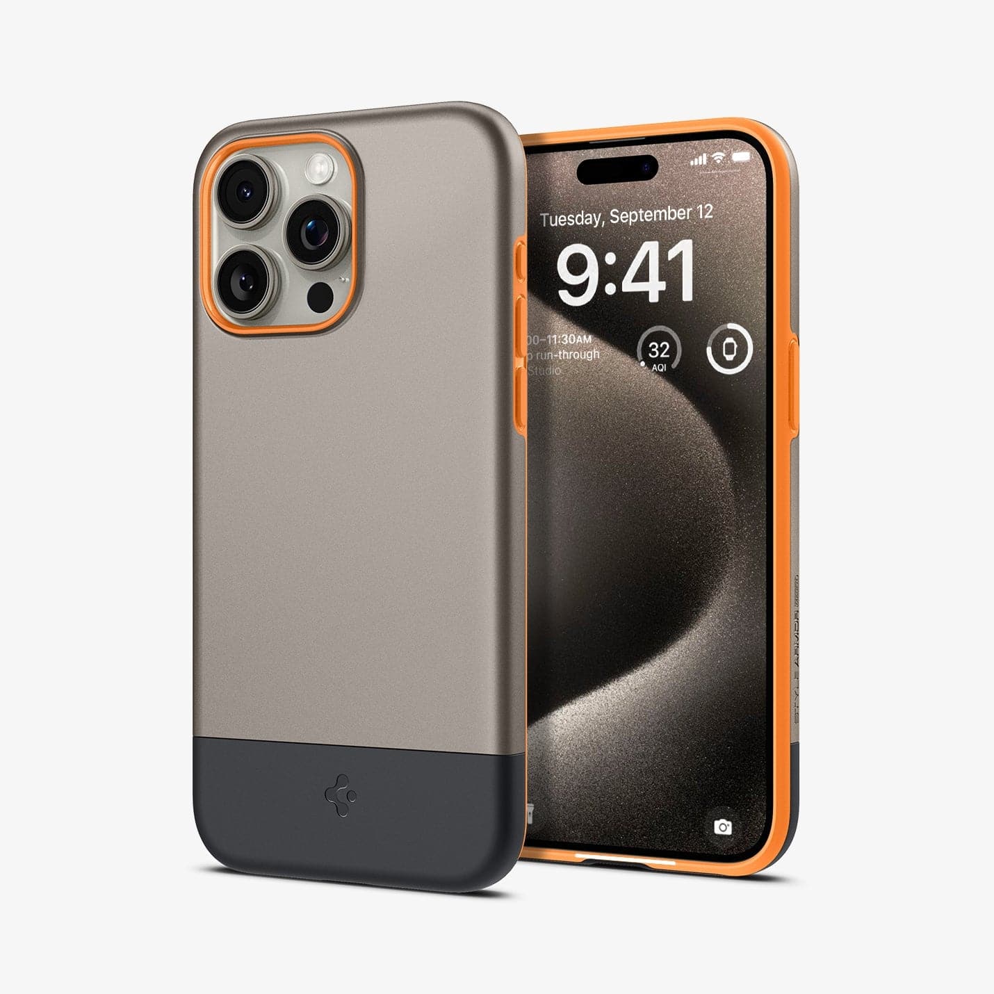 ACS06746 - iPhone 15 Pro Case Style Armor (MagFit) in alpine gold showing the back and front