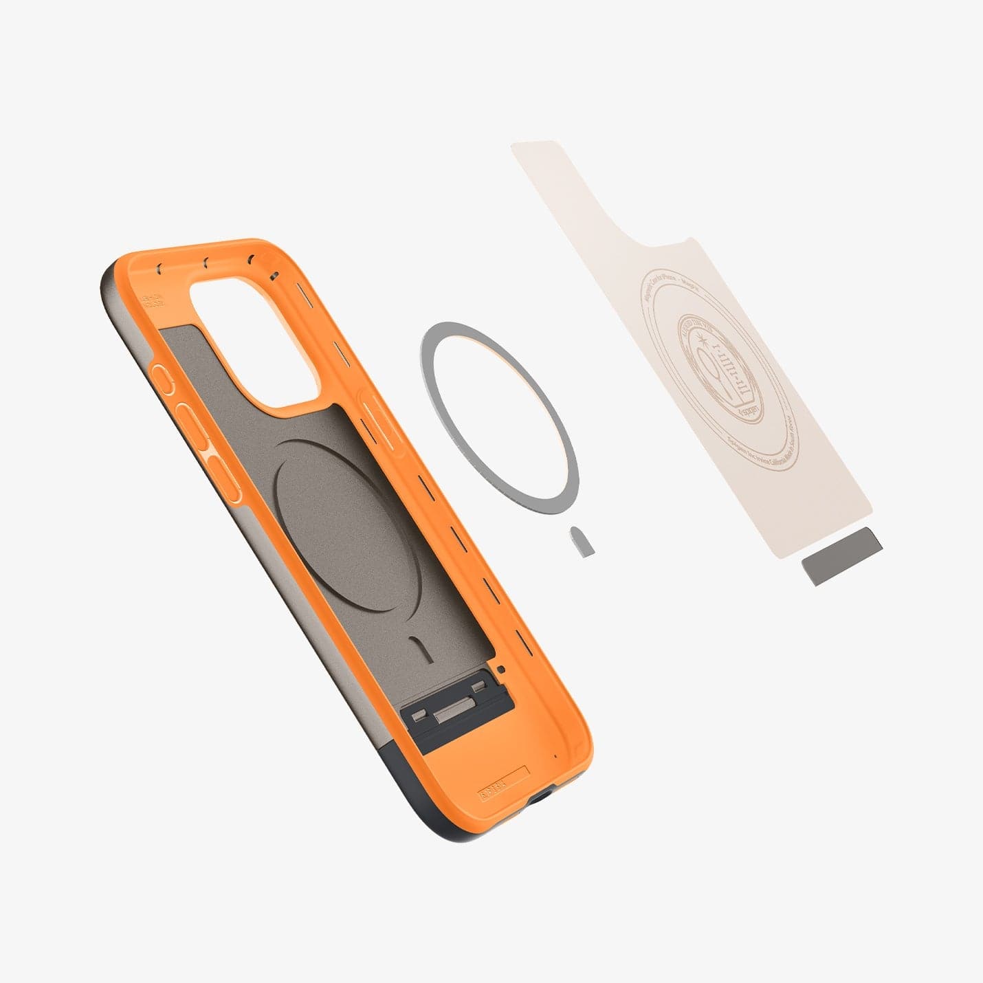 ACS06746 - iPhone 15 Pro Case Style Armor (MagFit) in alpine gold showing the inside magnetic ring layers