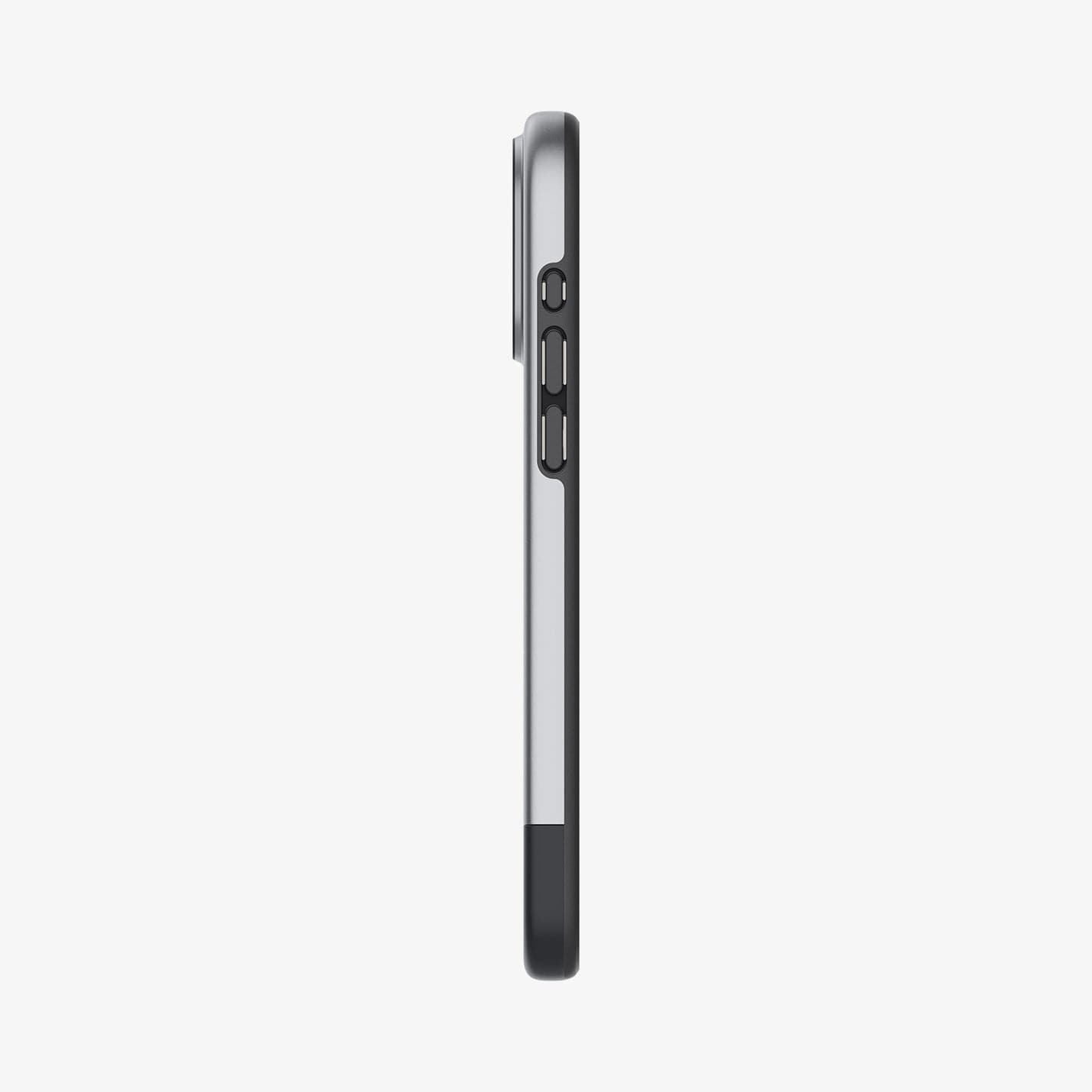 ACS06748 - iPhone 15 Pro Case Style Armor (MagFit) in classic silver showing the side