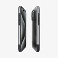 ACS06748 - iPhone 15 Pro Case Style Armor (MagFit) in classic silver showing the sides, partial front and back