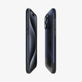 ACS06747 - iPhone 15 Pro Case Style Armor (MagFit) in midnight indigo showing the sides, partial front and back