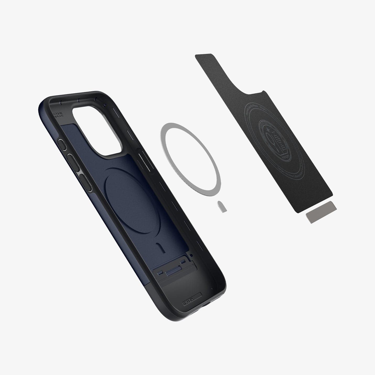 ACS06747 - iPhone 15 Pro Case Style Armor (MagFit) in midnight indigo showing the inside magnetic ring layers