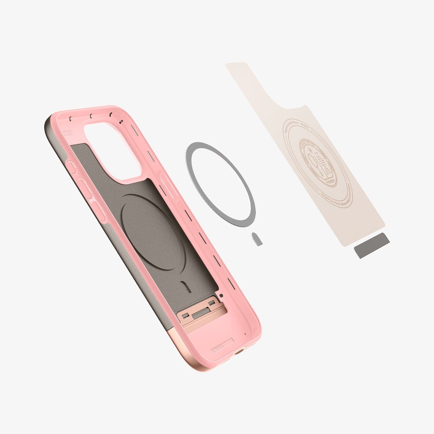 ACS06745 - iPhone 15 Pro Case Style Armor (MagFit) in rose gold showing the inside magnetic ring layers