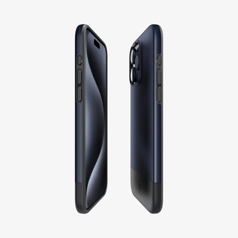 ACS06612 - iPhone 15 Pro Max Case Style Armor (MagFit) in midnight indigo showing the sides, partial front and back