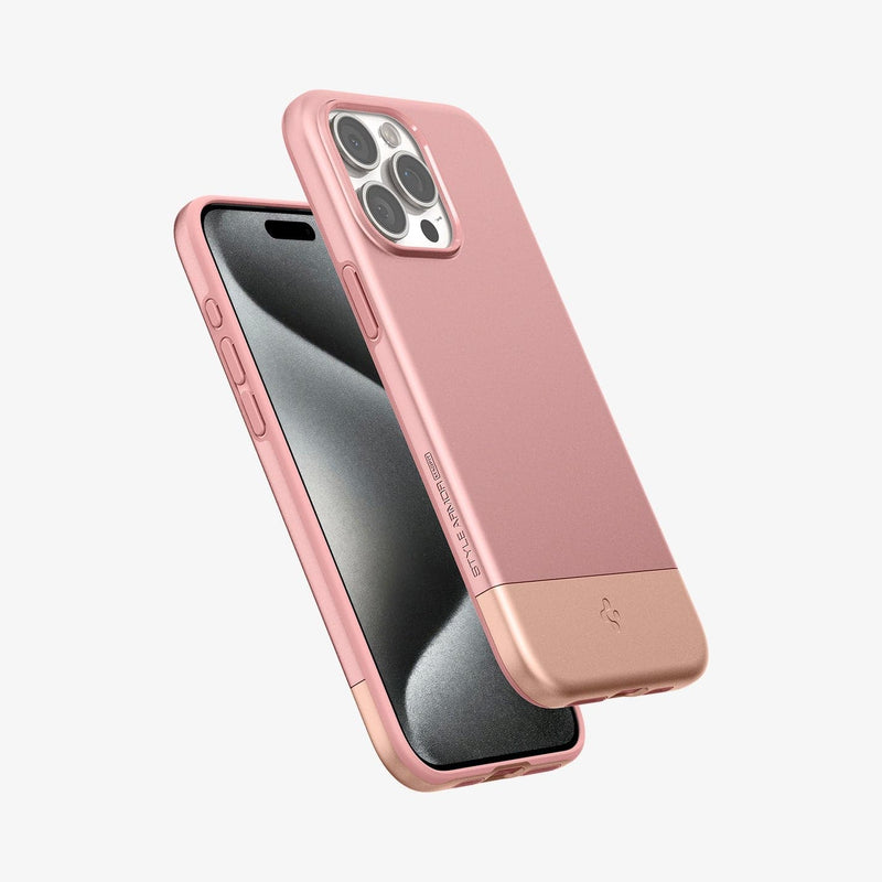 ACS06610 - iPhone 15 Pro Max Case Style Armor (MagFit) in rose gold showing the back, front and sides