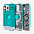 ACS06743 - iPhone 15 Pro Case Classic C1 (MagFit) in bondi blue showing the back, inside and front