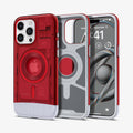 ACS06744 - iPhone 15 Pro Case Classic C1 (MagFit) in ruby showing the back, inside and front