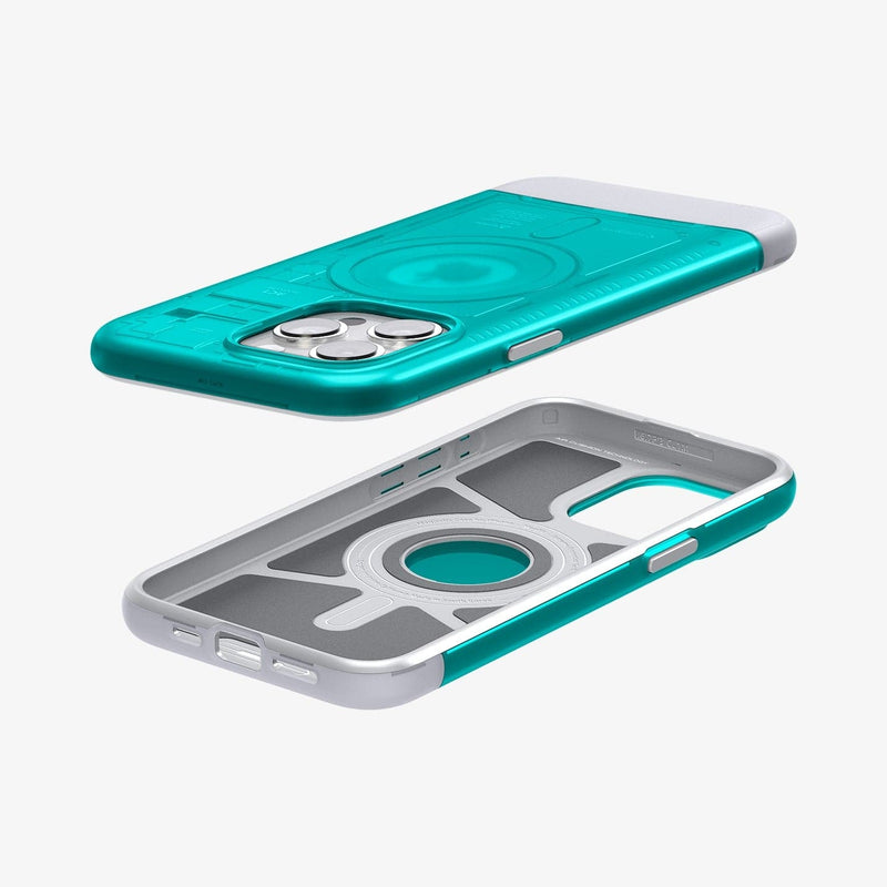 ACS06608 - iPhone 15 Pro Max Case Classic C1 (MagFit) in bondi blue showing the back, inside and sides