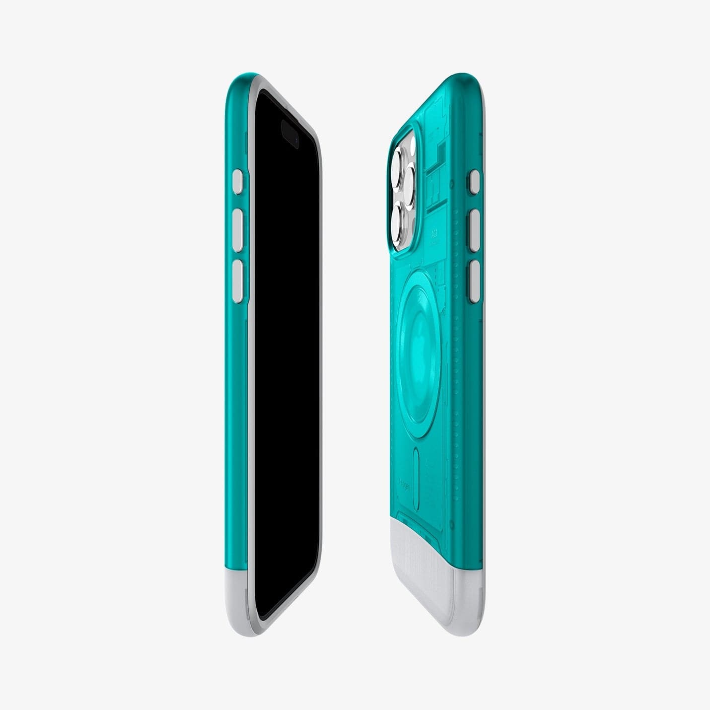 ACS06608 - iPhone 15 Pro Max Case Classic C1 (MagFit) in bondi blue showing the sides, partial front and back