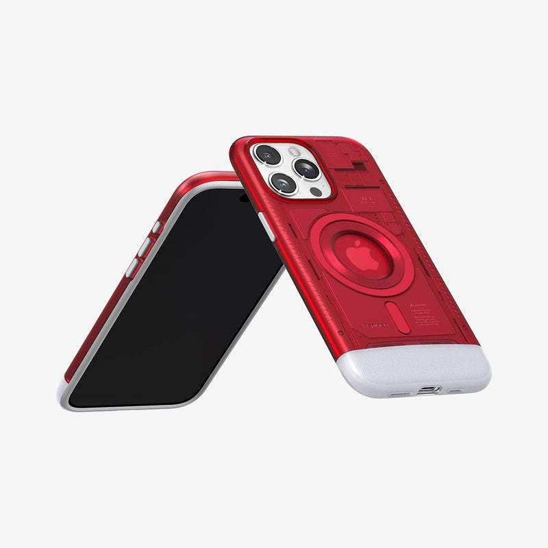 ACS06609 - iPhone 15 Pro Max Case Classic C1 (MagFit) in ruby showing the back, front and partial sides