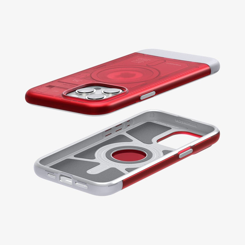 ACS06609 - iPhone 15 Pro Max Case Classic C1 (MagFit) in ruby showing the back, inside and sides