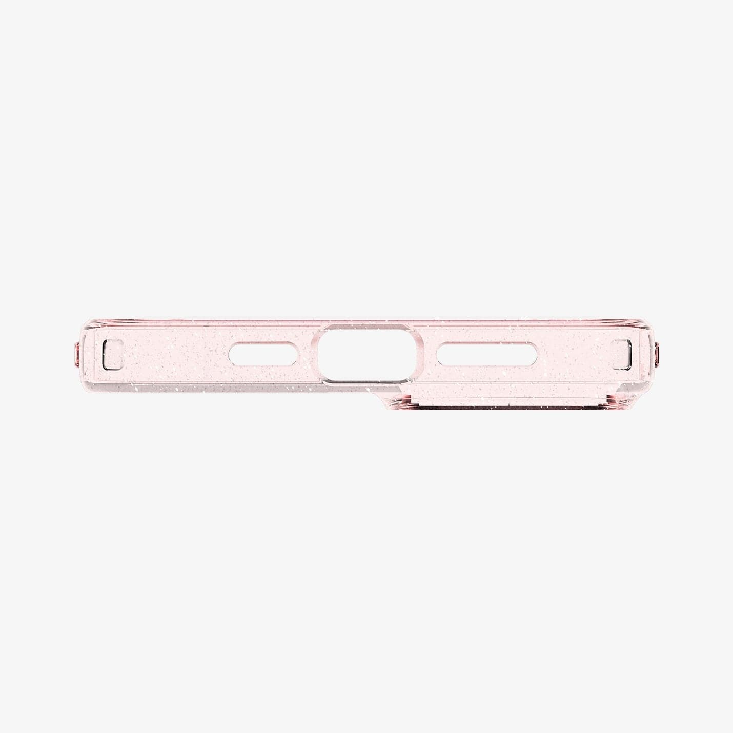 ACS05035 - iPhone 14 Case Liquid Crystal Glitter in rose quartz showing the bottom with precise cutouts