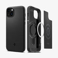 ACS06815 - iPhone 15 Case Mag Armor (MagFit) in matte black showing the back and inside magnetic ring layers