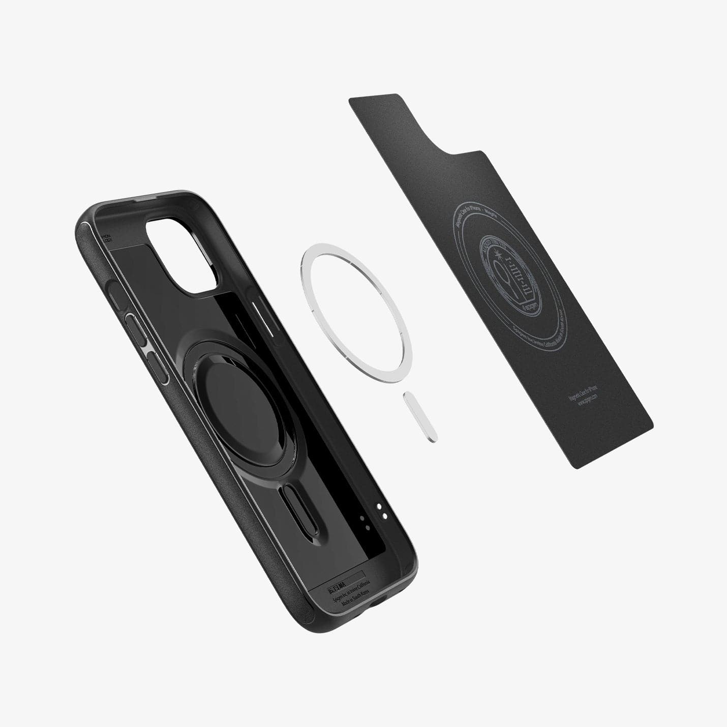 ACS06815 - iPhone 15 Case Mag Armor (MagFit) in matte black showing the inside magnetic ring layers