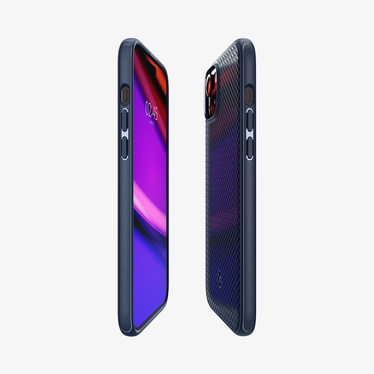 ACS06816 - iPhone 15 Case Mag Armor (MagFit) in navy blue showing the sides, partial front and back
