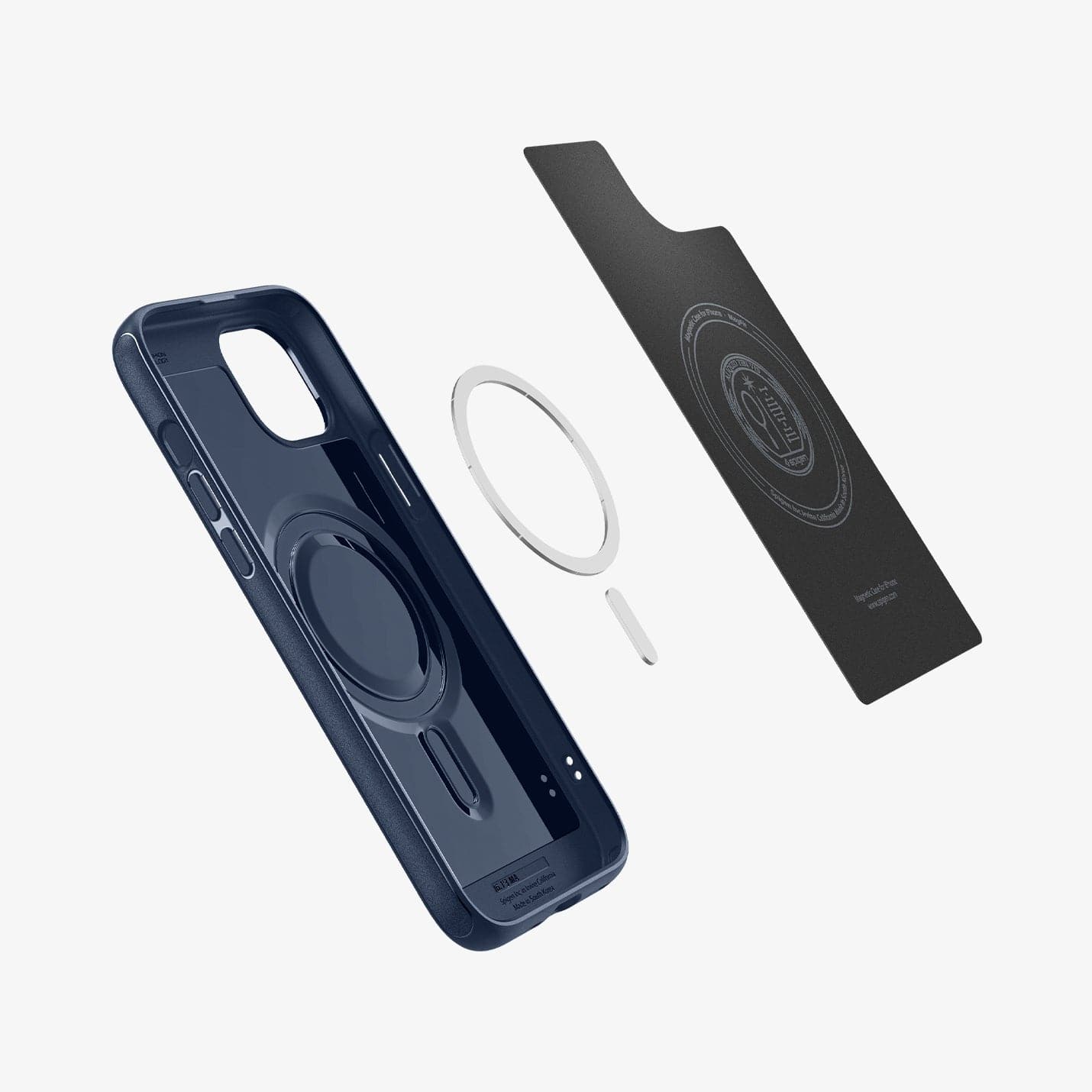 ACS06816 - iPhone 15 Case Mag Armor (MagFit) in navy blue showing the inside magnetic ring layers