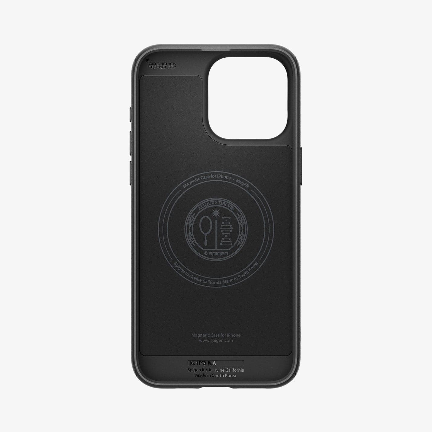 ACS06736 - iPhone 15 Pro Case Mag Armor (MagFit) in matte black showing the inside of case