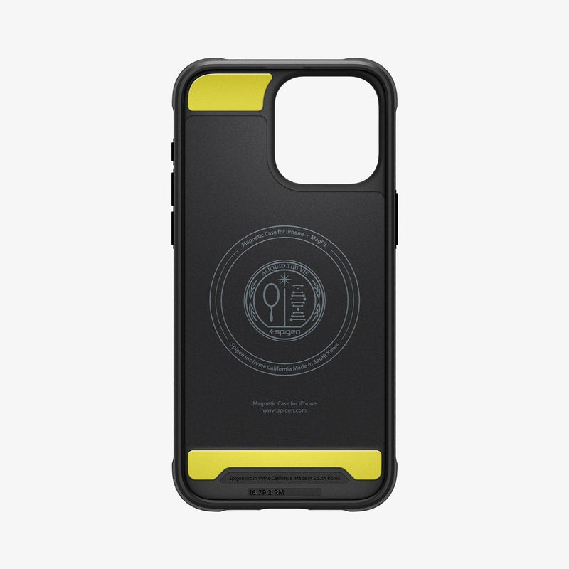 ACS06561 - iPhone 15 Pro Max Case Rugged Armor (MagFit) in matte black showing the inside of case