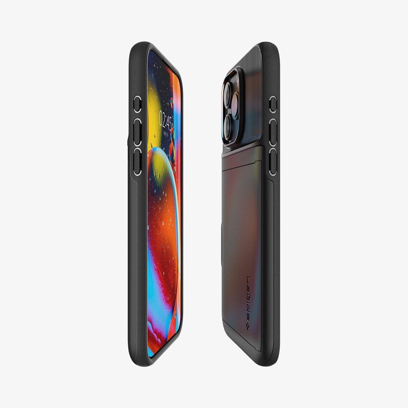 Spigen Slim Armor CS Per IPhone 15 Pro Max: Custodia Portafoglio Sottile Con Doppio Strato E Slot Per 2 Carte - Nero