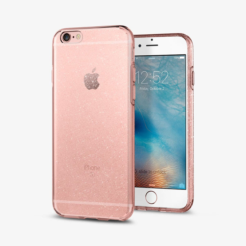 035CS21416 - iPhone 6 Series Liquid Crystal Glitter Case in rose quartz showing the back and front