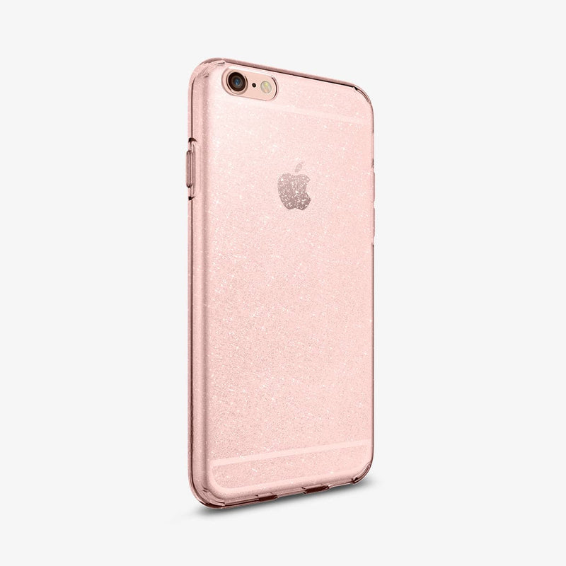 035CS21416 - iPhone 6 Series Liquid Crystal Glitter Case in rose quartz showing the back and partial side
