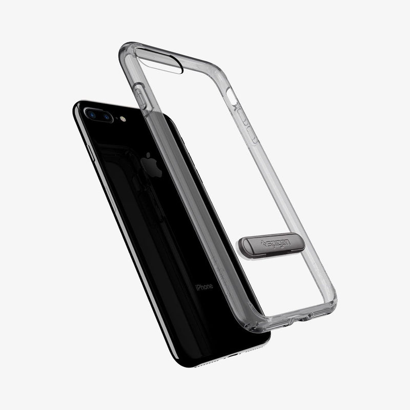 043CS20848 - iPhone 7 Series Ultra Hybrid S Case in Jet Black showing the back case hovering the device