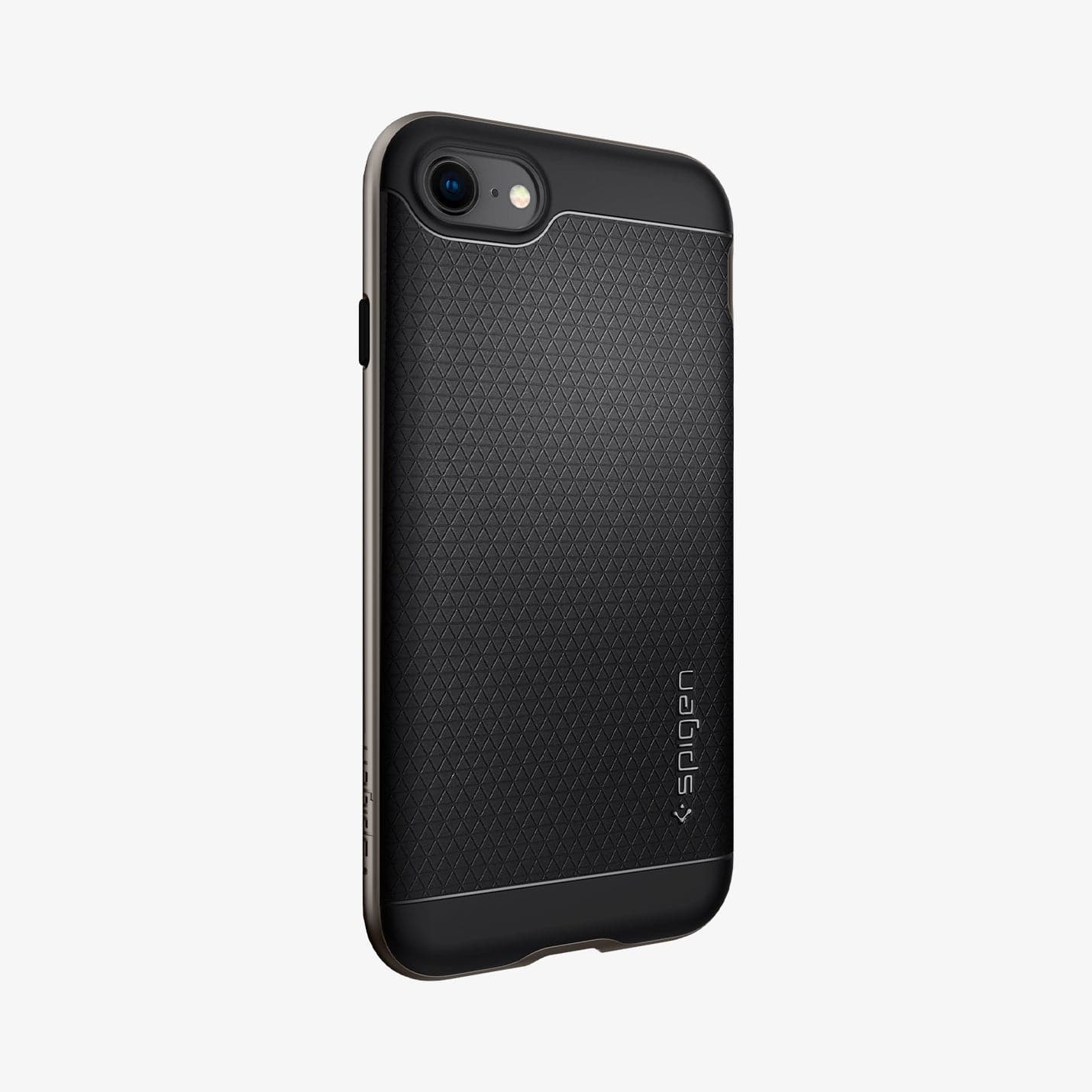054CS22358 - iPhone 8 Series Neo Hybrid Case in Gunmetal showing the back, partial side