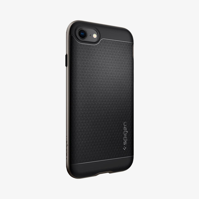 054CS22358 - iPhone 7 Series Neo Hybrid Case in Gunmetal showing the back, partial side