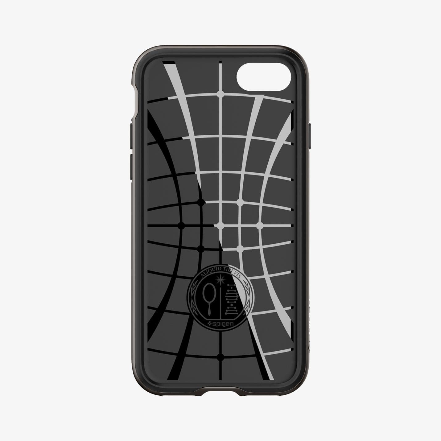 054CS22358 - iPhone 7 Series Neo Hybrid Case in Gunmetal showing the inner case with spider web pattern